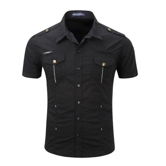 Plus Size 100% Cotton Cargo Shirt - Multi-Pocket Casual Style - Buy Center UK