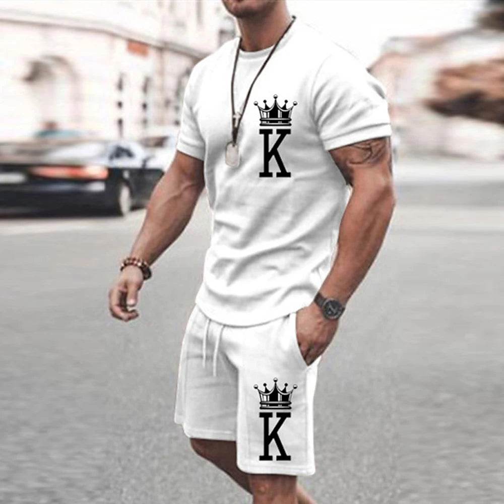 2025 Men's Summer Sports Set - Y2K Style 3D Poker King Design - Buy Center UK