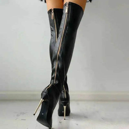 Buy Center Red Over The Knee High Heel Boots - Stiletto & Zip Closure - Buy Center UK