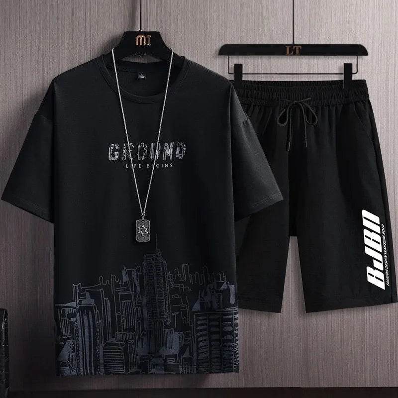 Buy Center Quick Dry Ice Silk Gradient Men's 2-Piece Set for Summer - Buy Center UK