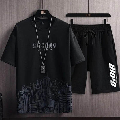 Buy Center Quick Dry Ice Silk Gradient Men's 2-Piece Set for Summer - Buy Center UK