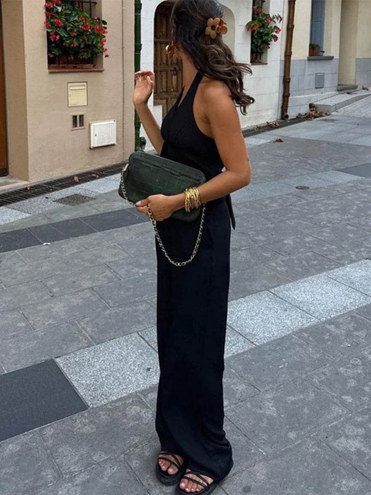 Halter Vest Coat & Wide Leg Pants Set - Chic Backless Outfit for Women - Buy Center UK