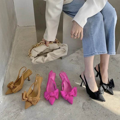 Buy Center Women's Slingback Heels - Fashionable Butterfly Knot Design - Buy Center UK