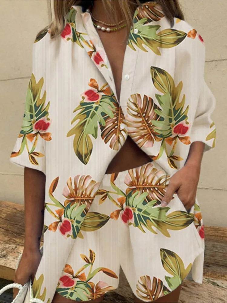Buy Center Two Piece Women's Summer Set - Stylish Print, Loose Fit - Buy Center UK