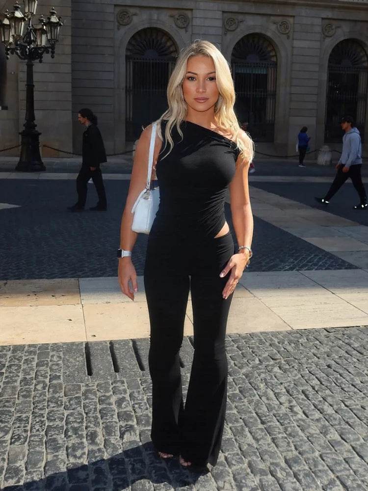 Weird Puss Casual 2 Piece Set - Skew Collar & Skinny Pants - Buy Center UK