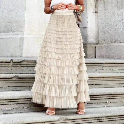 Buy Center Casual Women’s Tulle Maxi Skirt - Elegant Pleated Design - Buy Center UK