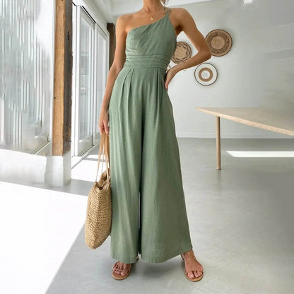Elegant One Shoulder Cotton Party Jumpsuit - Buy Center 2023 - Buy Center UK