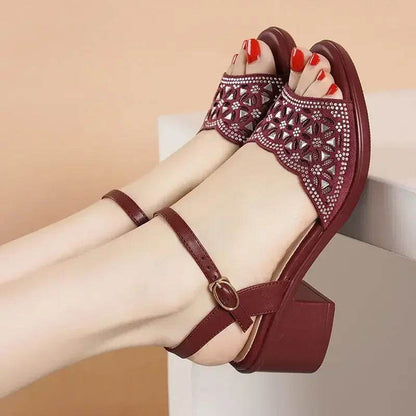 Buy Center Women's Rhinestone Platform Sandals - Plus Size 35-43 - Buy Center UK