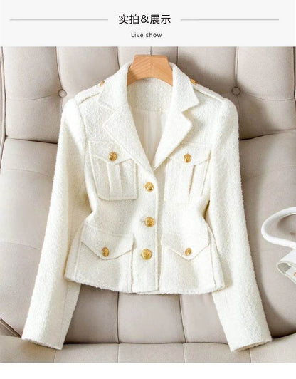 Buy Center Fashion White Blazer - Short Tweed Jacket for Women - Buy Center UK
