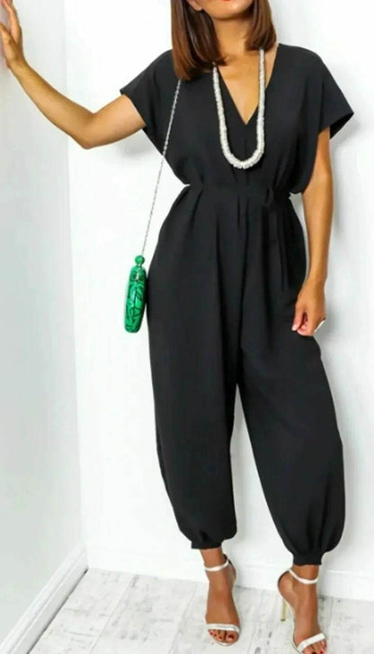 Buy Center Women's Loose One-Piece Suit - Short Sleeve Casual Chic - Buy Center UK