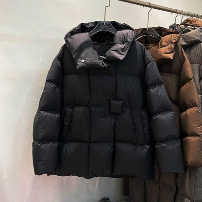 Janveny Women's 90% White Duck Down Jacket - Oversized Puffer Coat - Buy Center UK