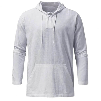 Buy Center Men's Hooded Pullover - Lightweight Cotton Linen Shirt - Buy Center UK