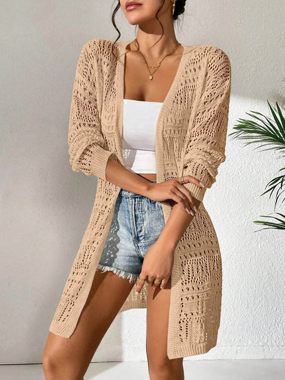 Buy Center Solid Color Knitted Cardigan - Elegant Loose Fit Sweater - Buy Center UK
