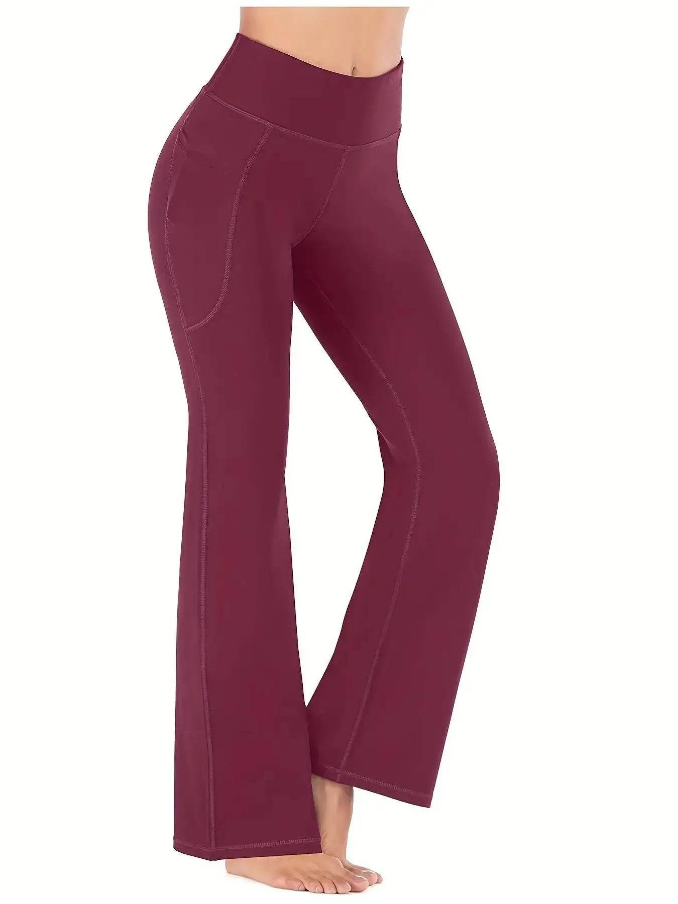 Buy Center Women's High Waist Flared Pants - Pockets & Tummy Tuck - Buy Center UK