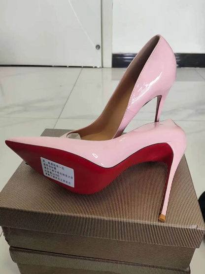 Buy Center Women's Patent Pointed Toe Slip-On Pumps - 12cm Heels - Buy Center UK