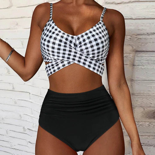 Buy Center High Waist Floral Bikini Set - V-Neck Two Piece - Buy Center UK