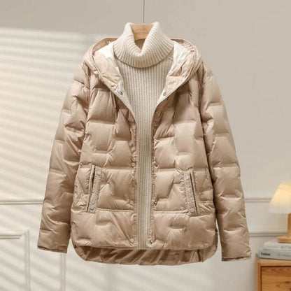 Buy Center 2024 White Duck Down Coat - Lightweight Hooded Jacket - Buy Center UK