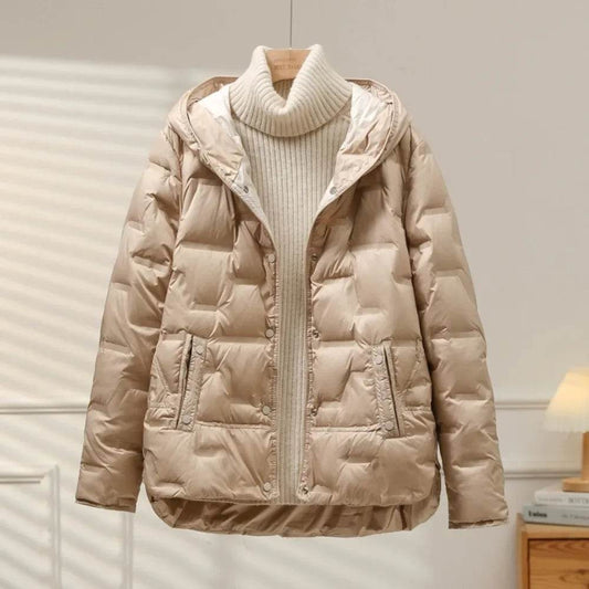 Buy Center 2024 White Duck Down Coat - Lightweight Hooded Jacket - Buy Center UK