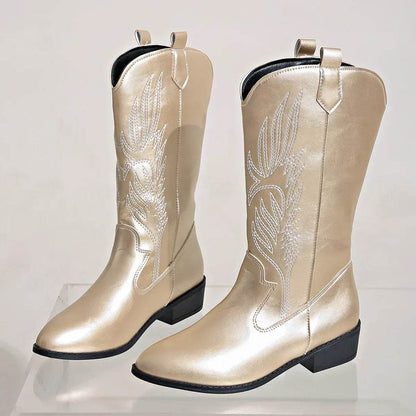 Women's Autumn Winter Slip-On Knight Boots - Thick Sole & Pointed Toe - Buy Center UK
