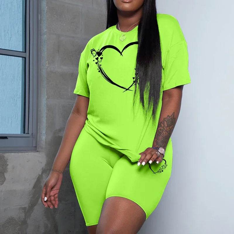 Buy Center Casual Two Piece Sets - Summer O-Neck T-Shirt & Shorts - Buy Center UK