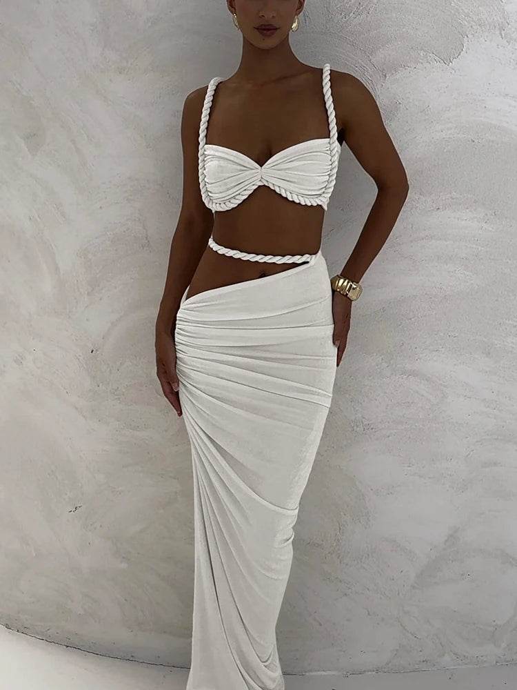 Weird Puss Square Collar 2 Piece Set - Chic Summer Bra & Skirt - Buy Center UK