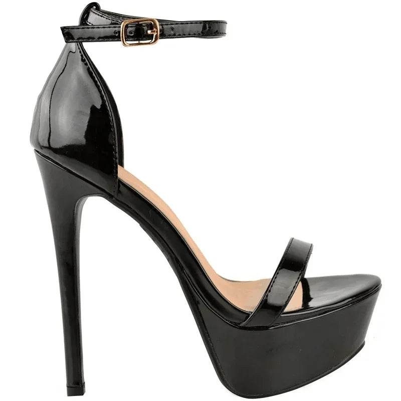 Buy Center Women’s Sexy Open Toe High Heel Sandals - Patent Leather - Buy Center UK