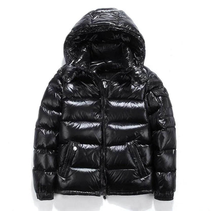 Buy Center Glossy Down Jacket for Men - Thickened, Hooded, Warm - Buy Center UK