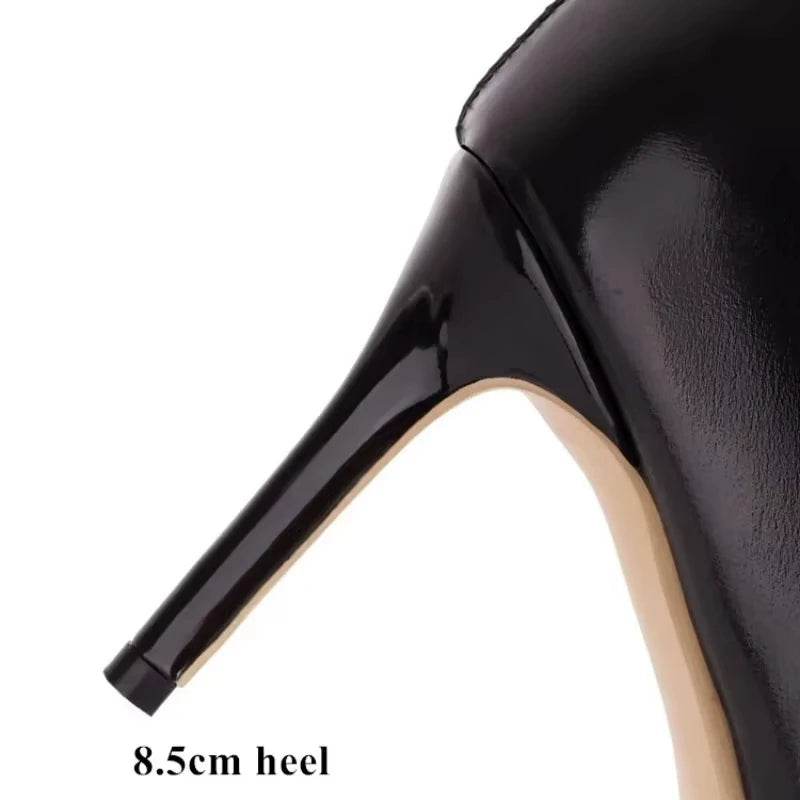 Sgesvier Sexy Stiletto Patent Leather Boots - Thin High Heels - Buy Center UK