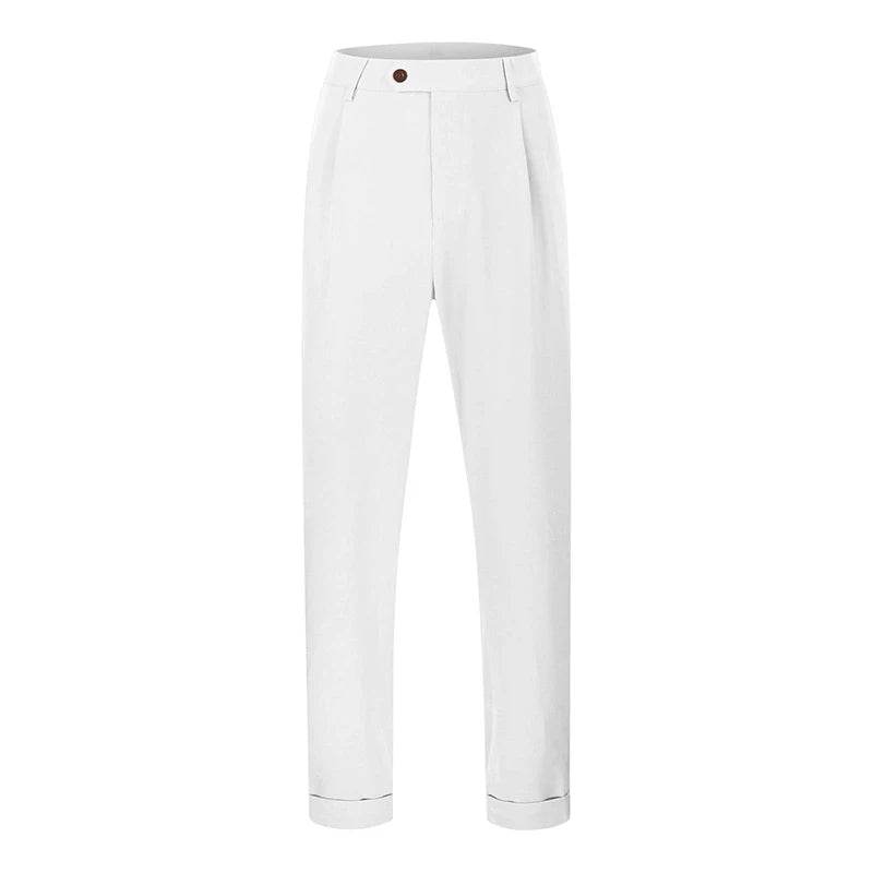 Buy Center Men's Solid Color Suit Pants - Mid Waist Casual Trousers - Buy Center UK