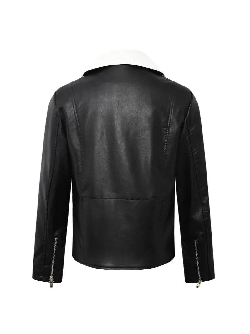 Buy Center Men's Motorcycle Leather Jacket - Slim Fit, Oblique Zipper - Buy Center UK