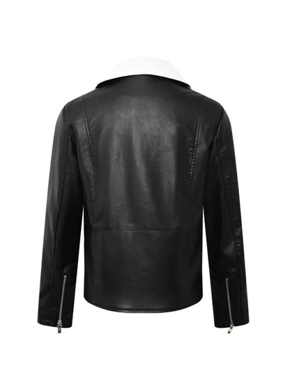 Buy Center Men's Motorcycle Leather Jacket - Slim Fit, Oblique Zipper - Buy Center UK