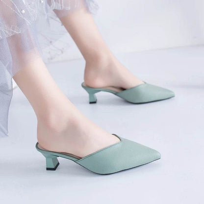 Buy Center Pointed Toe Low Heel Slippers - Luxury Fashion Slides - Buy Center UK