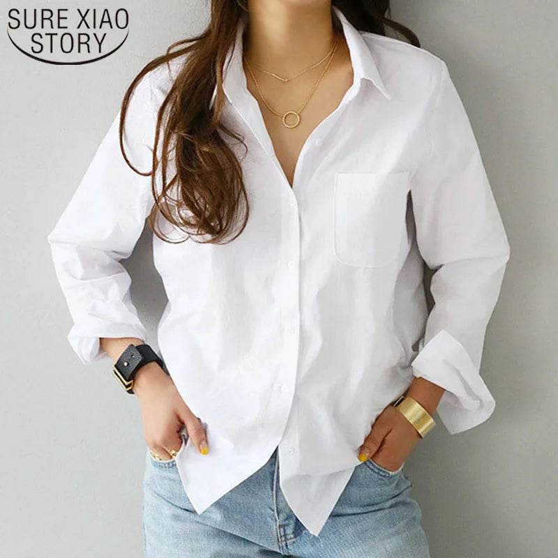 Buy Center Cotton Blouse - Elegant White Shirt for Women, Casual Style - Buy Center UK