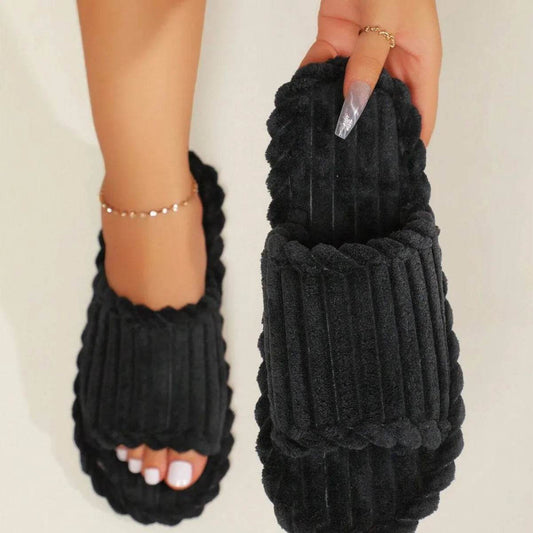 Buy Center Women's Minimalist Open Toe Cotton Slippers - Stylish Indoor Footwear - Buy Center UK
