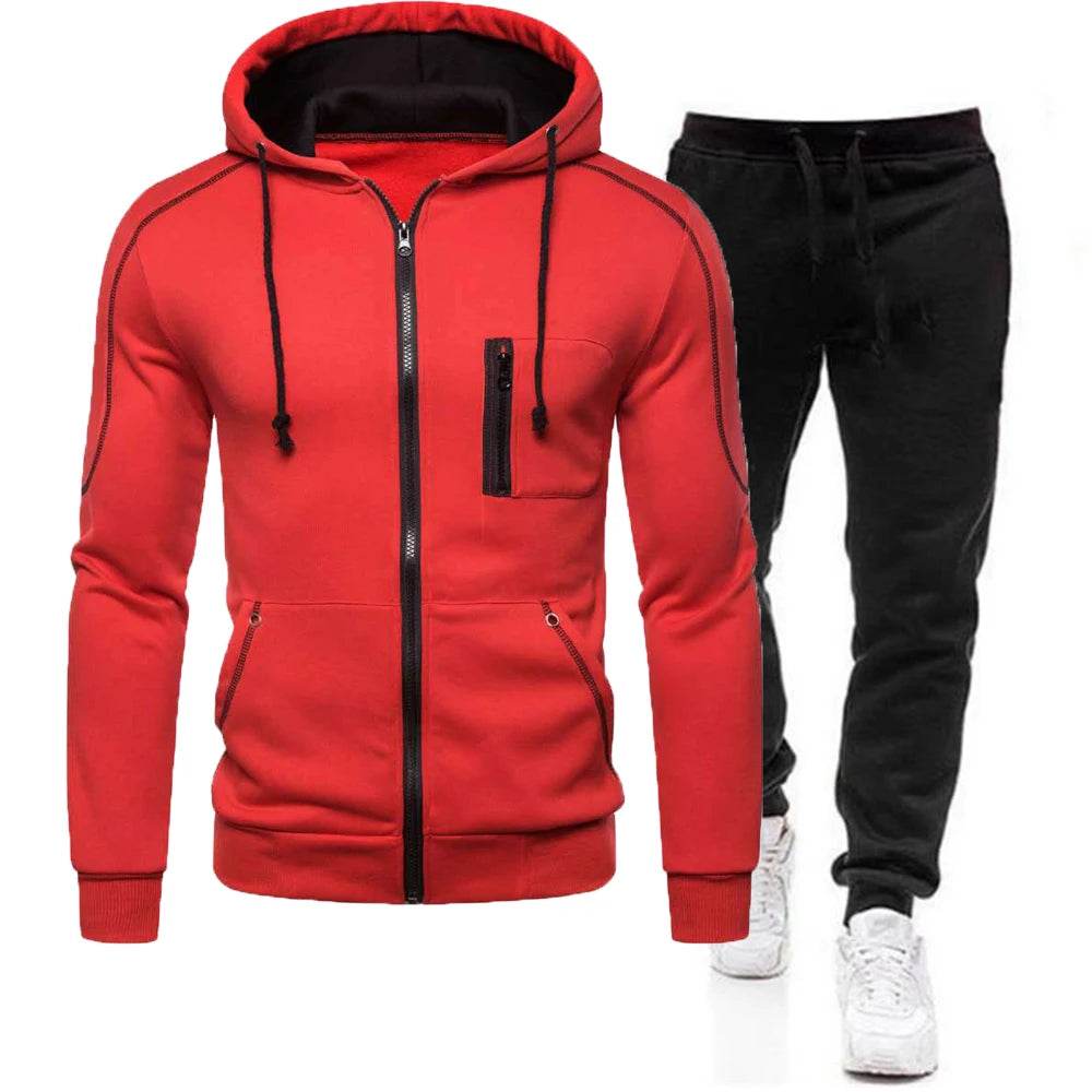 Buy Center Fashion Print Tracksuit for Men - Stylish Zipper Hoodie Set - Buy Center UK