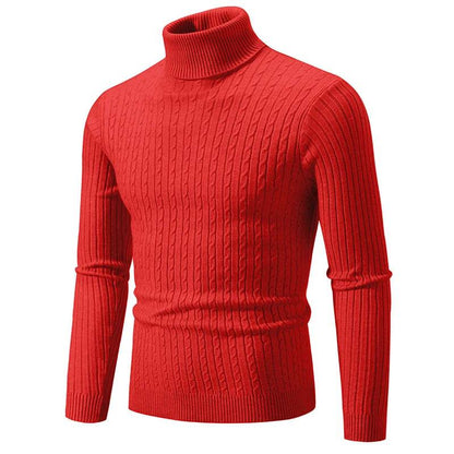 New Autumn Men's Jacquard Sweater - Cozy High Neck Turtleneck Pullover - Buy Center UK