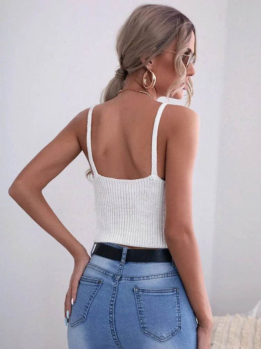 Buy Center Women's Irregular Knitwear Top - Elegant Solid Color Design - Buy Center UK