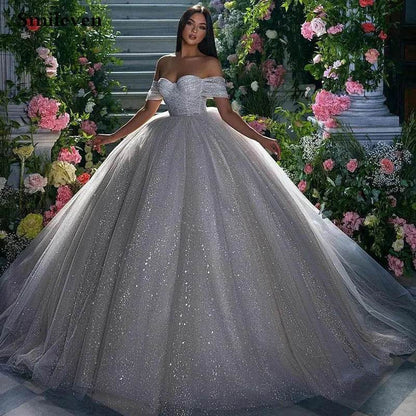 Smileven Princess Wedding Dress - Sweetheart, Off-the-Shoulder Elegance - Buy Center UK