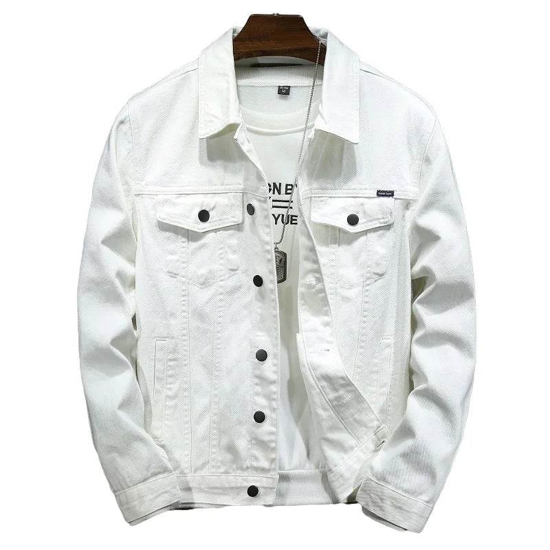 2024 Men’s Solid Lapel Denim Jacket - Slim Fit Casual Outerwear - Buy Center UK