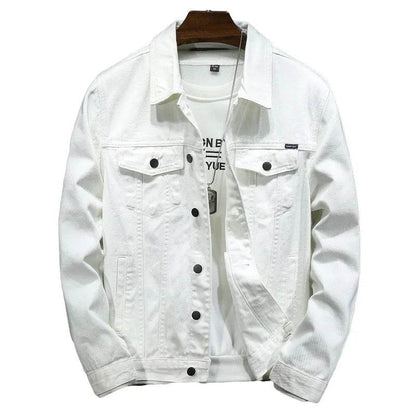 2024 Men’s Solid Lapel Denim Jacket - Slim Fit Casual Outerwear - Buy Center UK