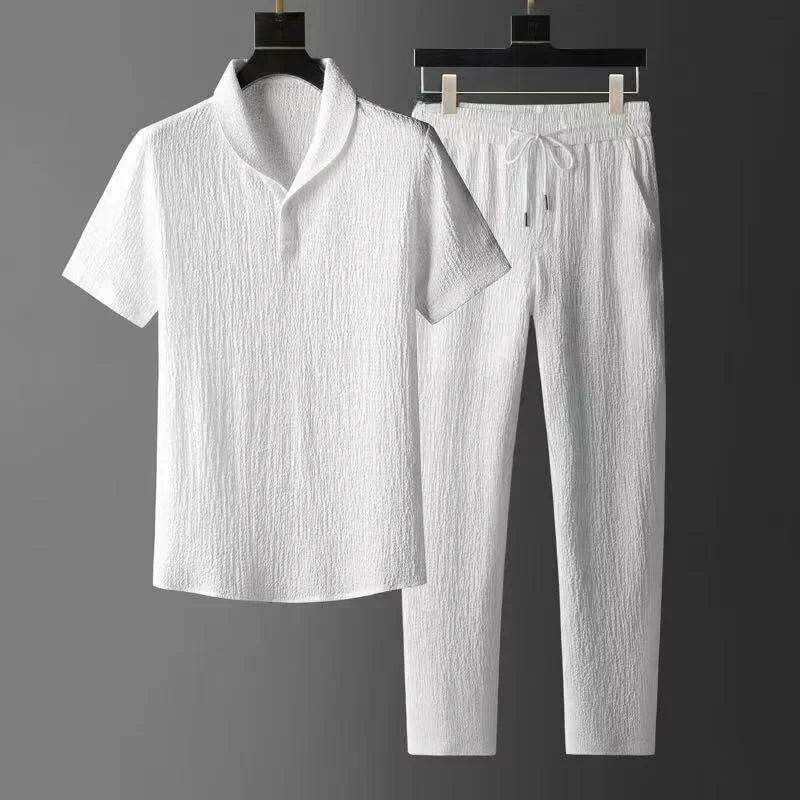 Buy Center Summer Ultra-thin Ice Silk Linen Suit - Men's 2-Piece Set - Buy Center UK