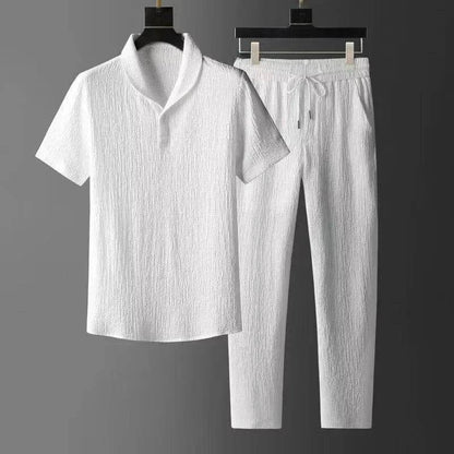 Buy Center Summer Ultra-thin Ice Silk Linen Suit - Men's 2-Piece Set - Buy Center UK