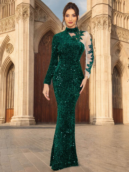Romagic Royal Blue Long Sleeve Evening Dress - Elegant Cocktail Gown - Buy Center UK
