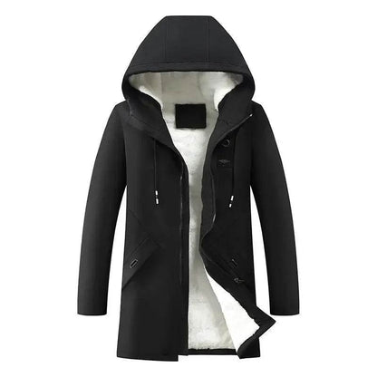 Buy Center Men's Hooded Wool Cotton Coat - Fleece Lined Jacket - Buy Center UK