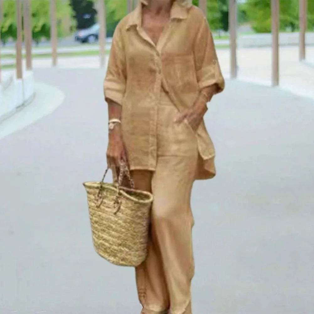 Buy Center Women's Summer Cotton Linen 2 Piece Set - Stylish & Comfortable - Buy Center UK