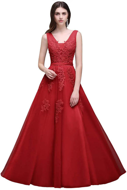Buy Center Appliques Beading Evening Dress - Elegant Tulle Prom Dress - Buy Center UK