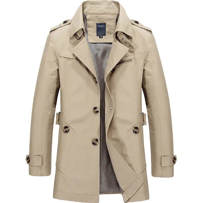 Buy Center Men's Casual Cotton Jacket - Mid-Length Trench Coat Style - Buy Center UK