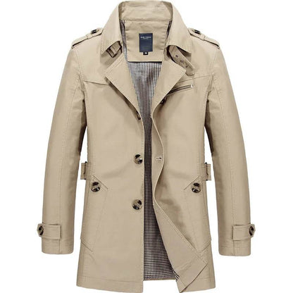 Buy Center Men's Casual Cotton Jacket - Mid-Length Trench Coat Style - Buy Center UK