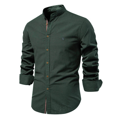 AIOPESON 100% Cotton Long Sleeve Shirt for Men - Casual Elegance - Buy Center UK