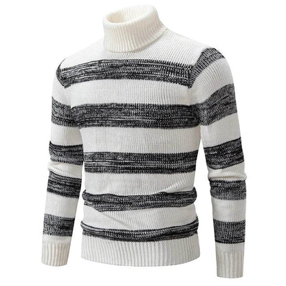 Buy Center High Neck Stripe Sweater - Slim Fit Long Sleeve Pullover - Buy Center UK